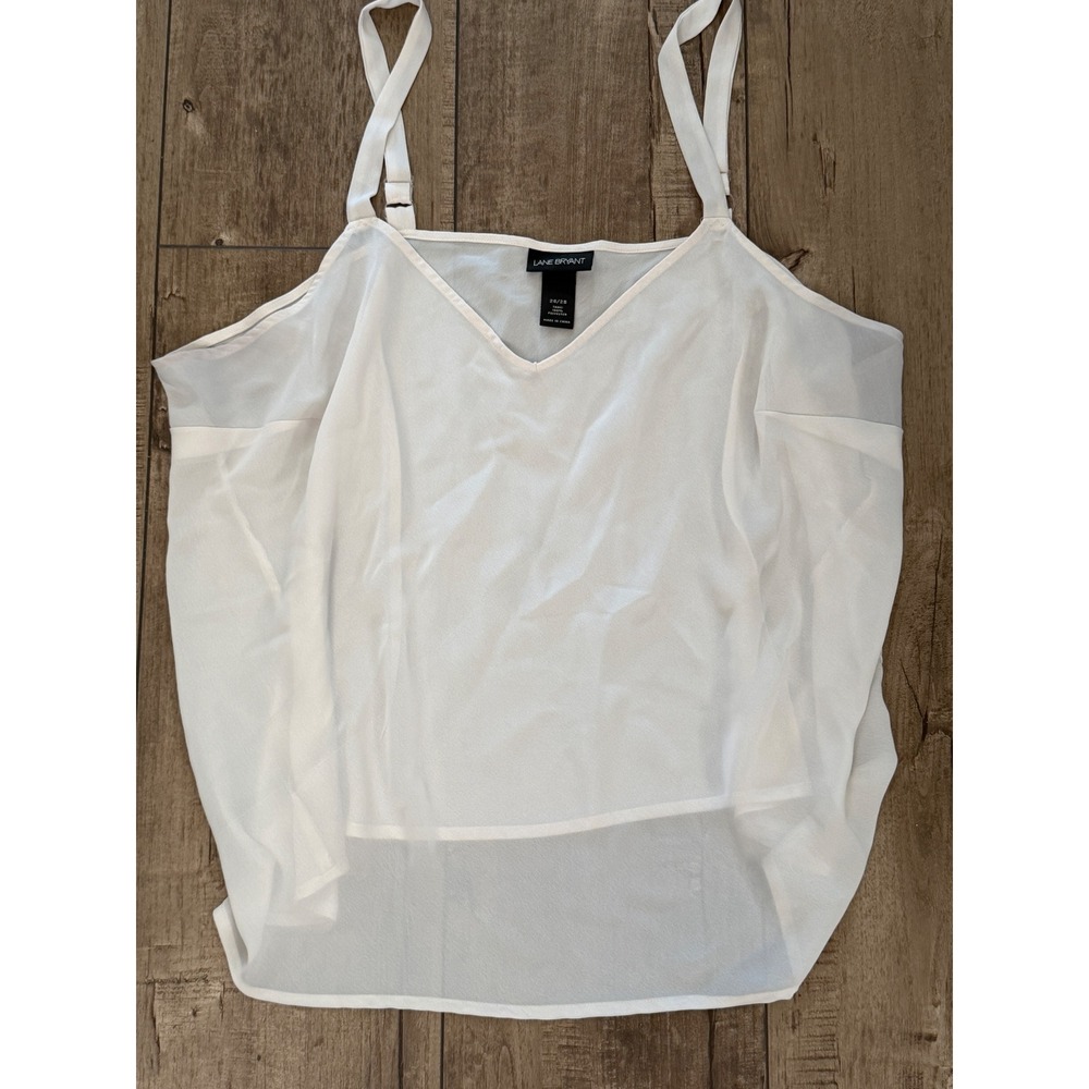 Lane Bryant White V-Neck Cami Tank Top Adjustable Straps Size 26/28